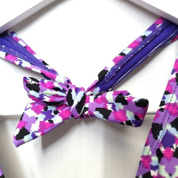 Old Navy Bikini Top Size Large Purple Black Pattern Padded Swim Top Swimsuit​​ - Picture 4 of 9